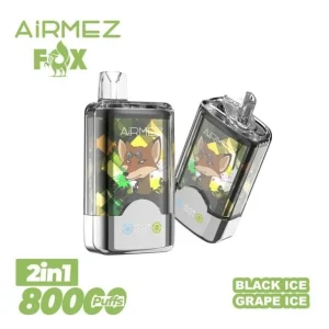 Airmez Fox 2 In 1 80000 Puffs Disposable Vape Kit 80K Puffs Double Mesh Coil LED Display