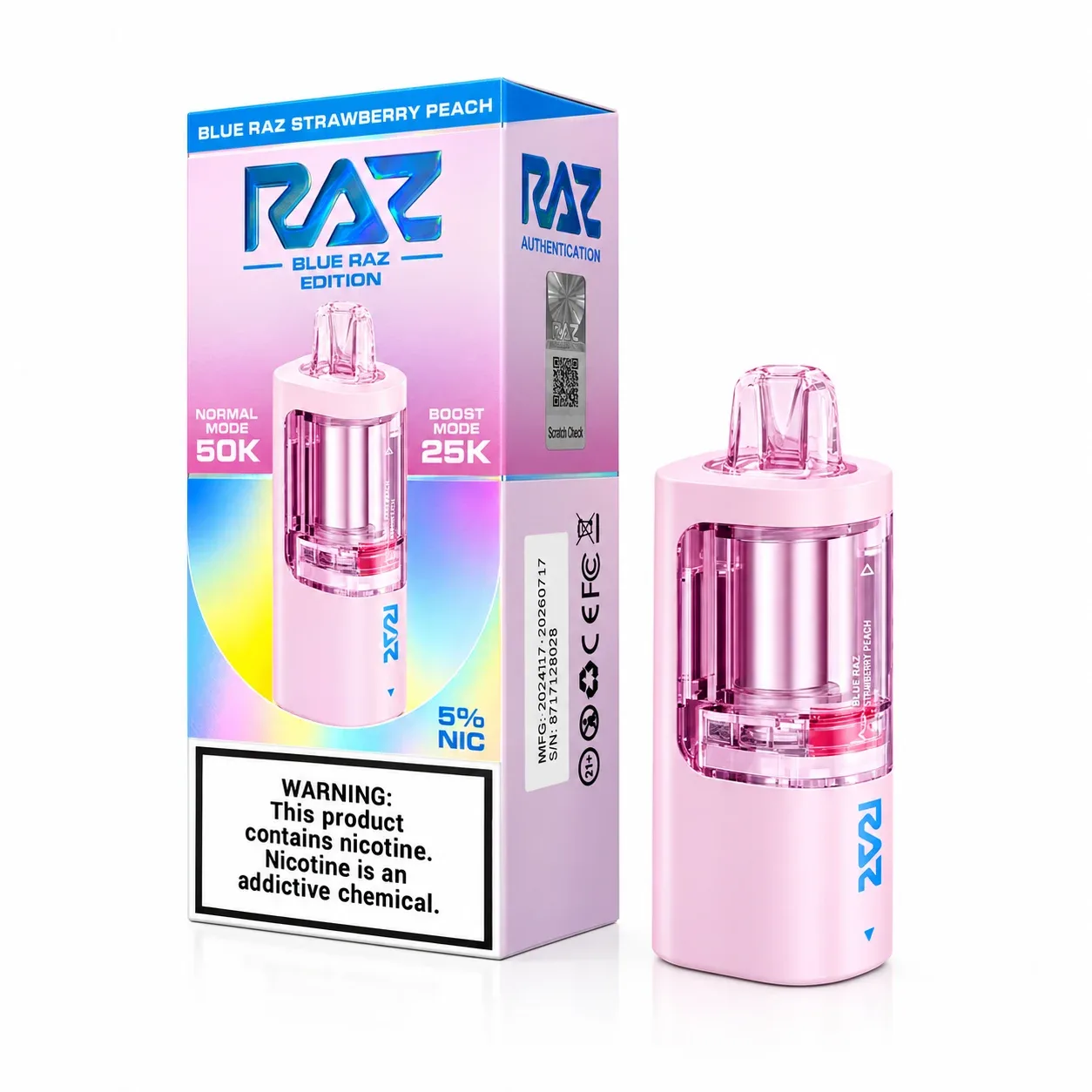 Blue Raz Strawberry Peach - RAZ Vue 50K Disposable Pod