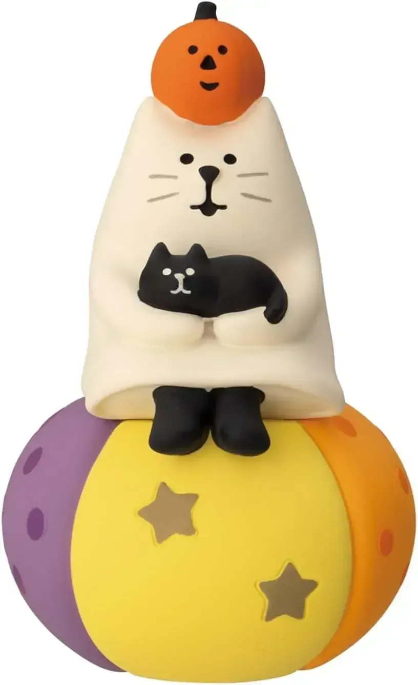 Decole Ghost Cat Pumpkin Halloween Figurine 5 x 5.2 x 7.8 cm