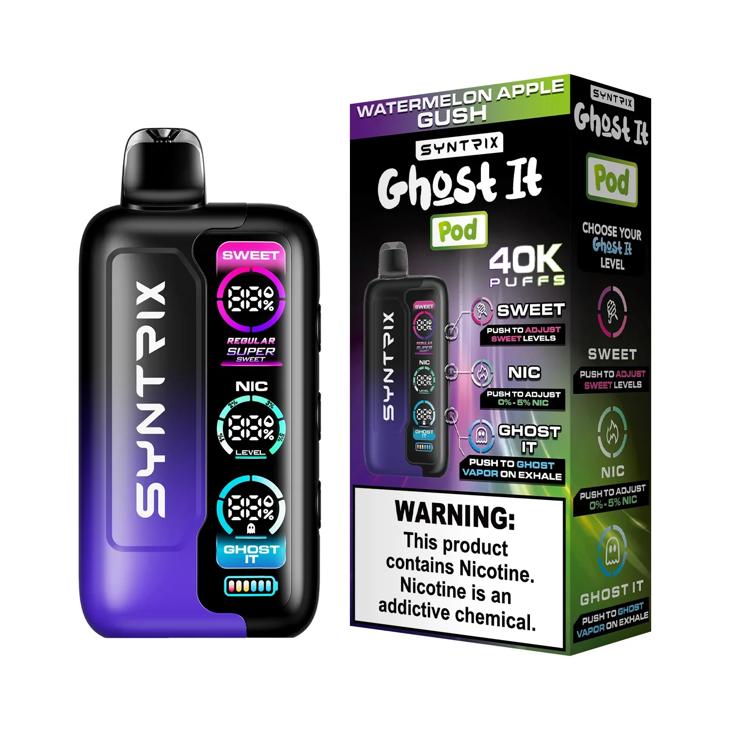 Watermelon Apple Gush - Syntrix Ghost It 40k Disposable Vape