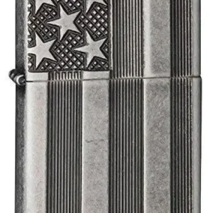 Zippo Lighter - American Flag Armor Antique Silver Plate