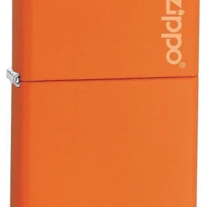 Zippo Lighter - Orange Matte with Zippo Logo