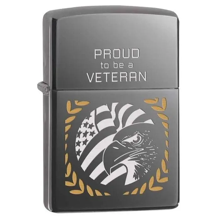 Zippo Lighter - Proud To Be A Veteran Black Ice